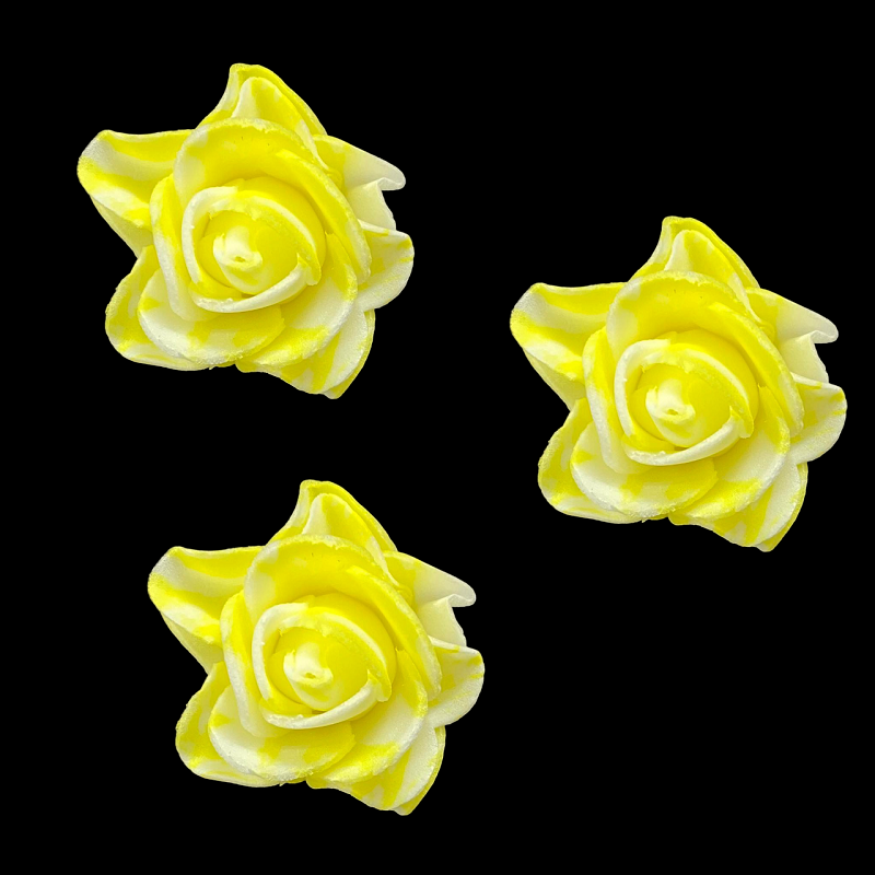 Foam Rose Flowers - Yellow With White