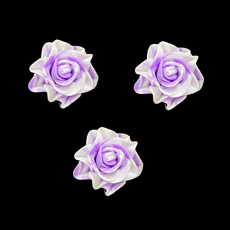 Foam Rose Flowers - Lavender With White