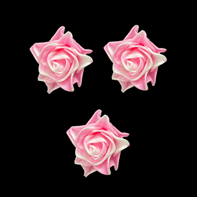 Foam Rose Flowers - Pink With White