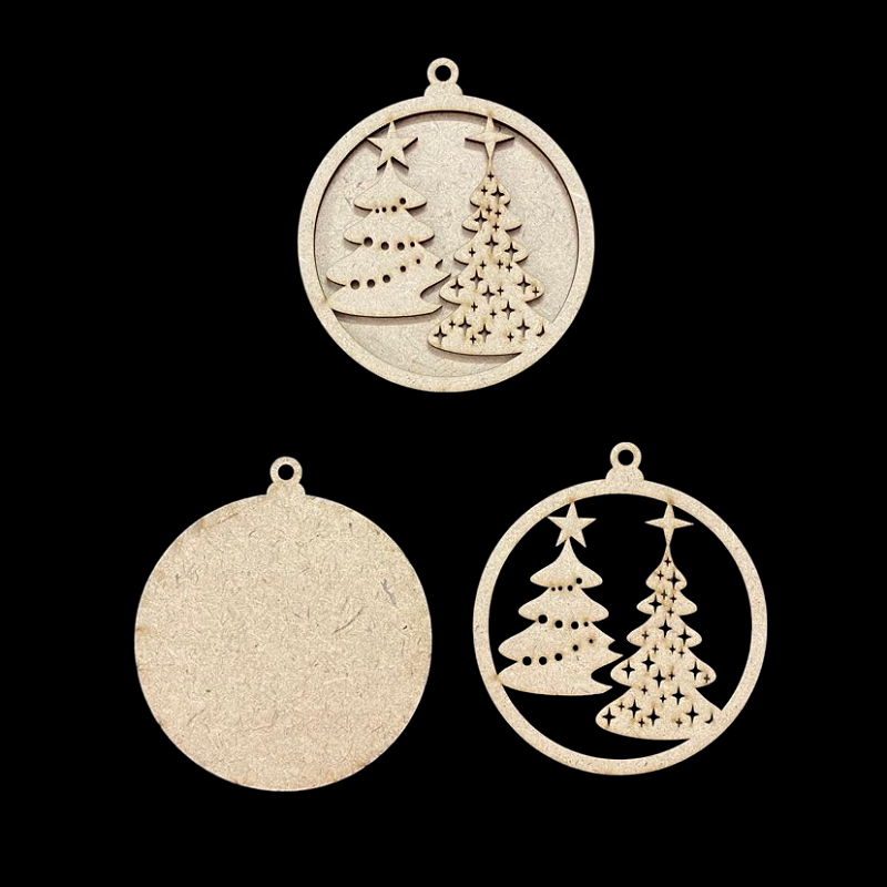 Two Christmas Tree MDF Ornament