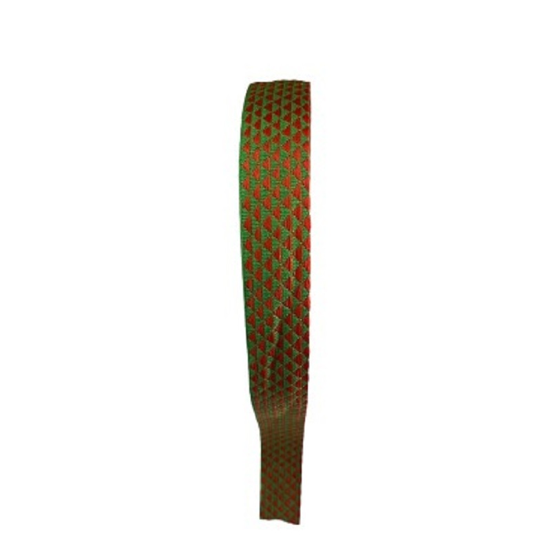 Grosgrain Ribbon - Green With Red Triangles