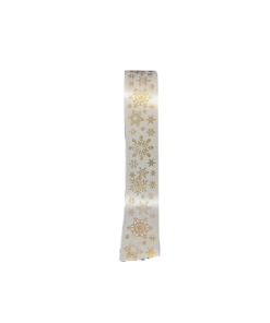 Alternative view of White Satin Gold Snowflake Print Ribbon