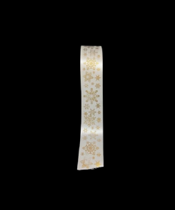 White Satin Gold Snowflake Print Ribbon