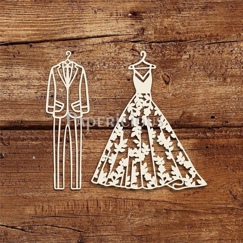 Wedding Dresses - 6 x 6 Inch Laser Cut Collage Chipboard