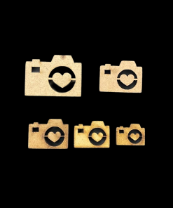 Camera Inside heart Wooden Embellishments