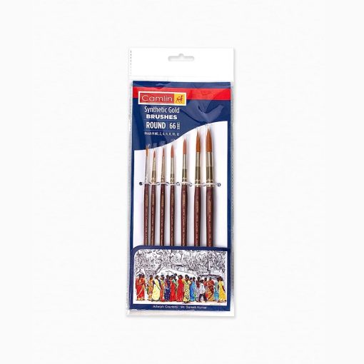 Camlin Synthetic Gold Round Brush Set Of 7