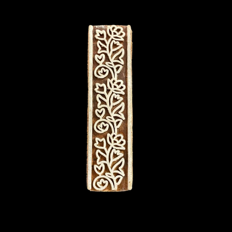 Wooden Printing Block Stamp - Flower With Leaf