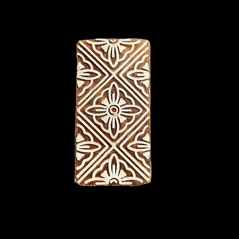 Wooden Printing Block Stamp - Hand Carved Flower