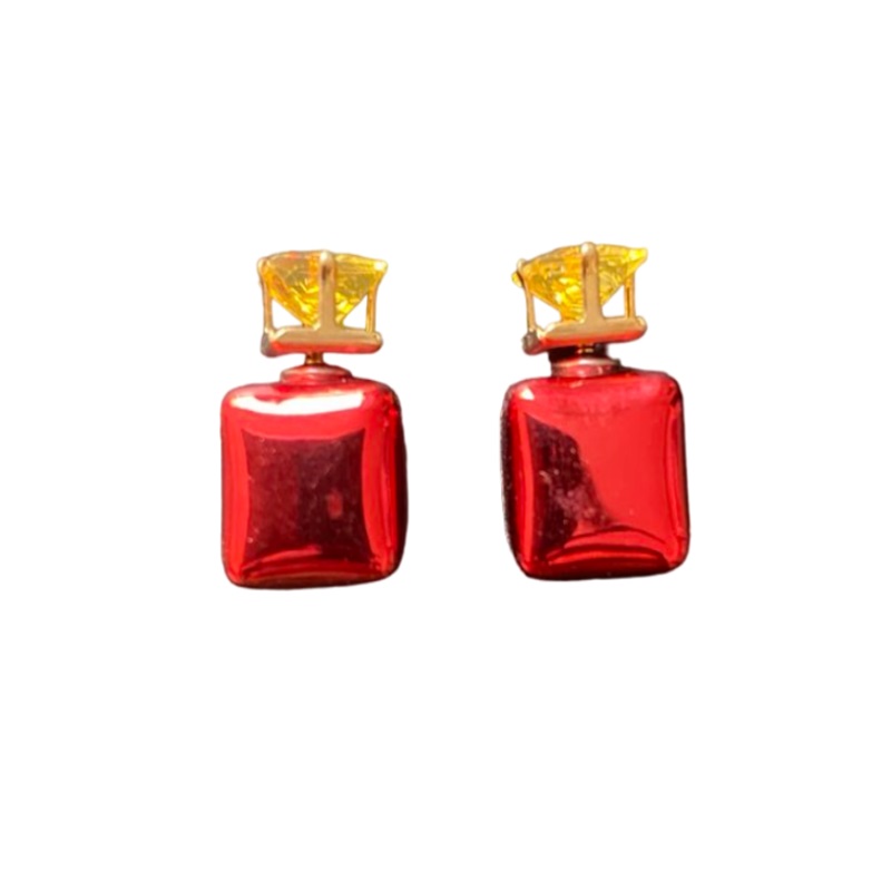 Yellow With Red Stone Stud