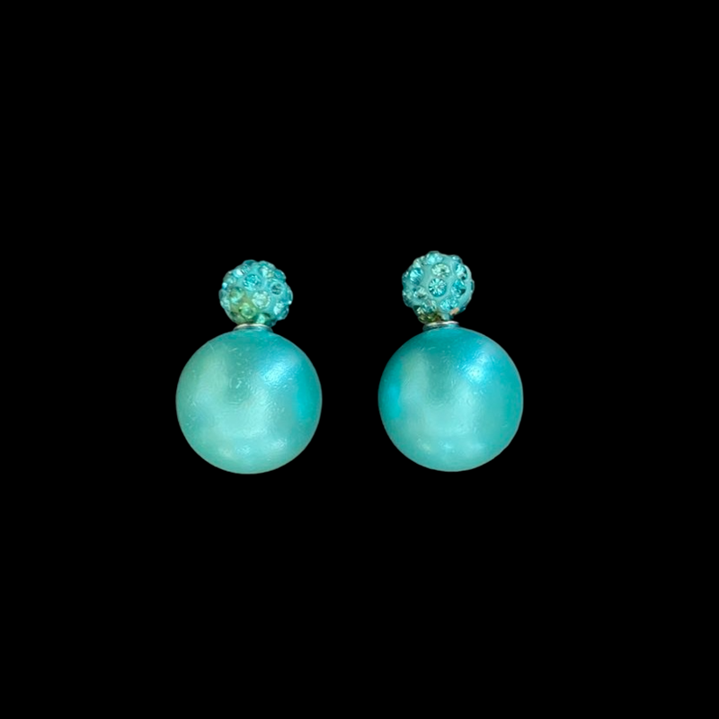 Sky Blue Pearl And Stone Stud