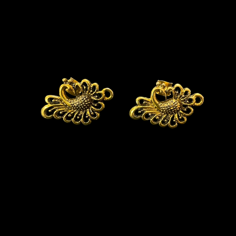 Antique Gold Peacock Pattern Earrings