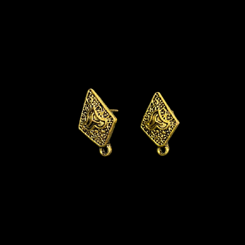 Antique Gold Rhombus Pattern Earrings