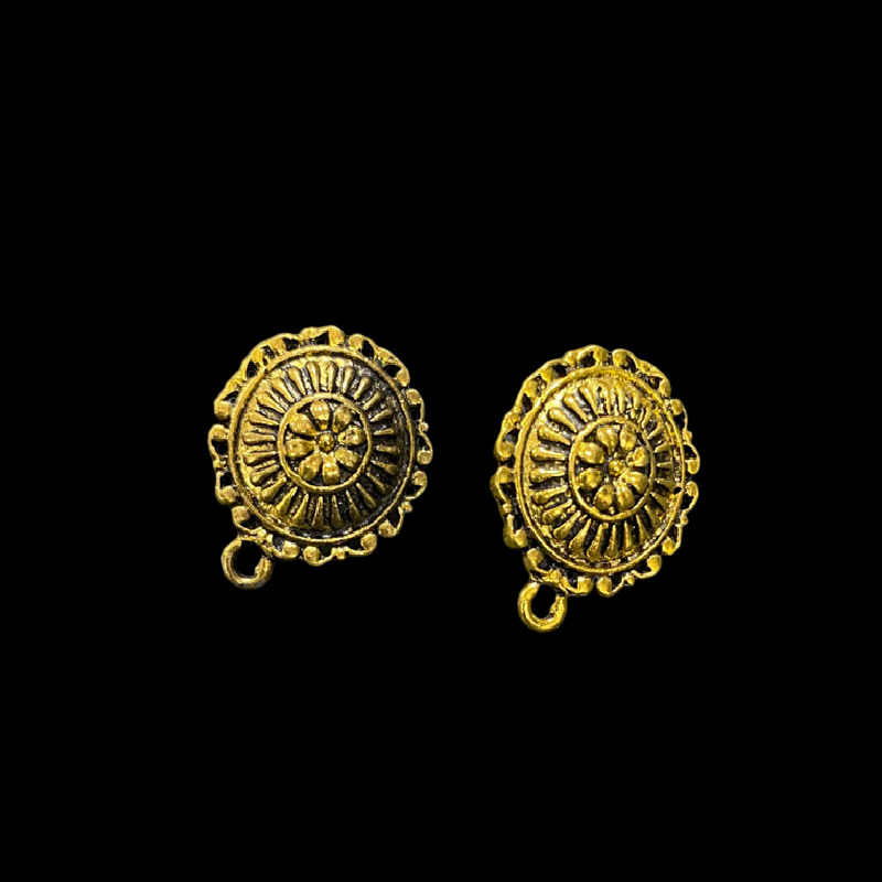 Antique Gold Round Pattern Earrings