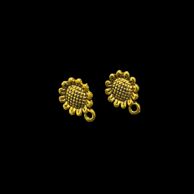 Antique Gold Sun Flower Pattern Earrings