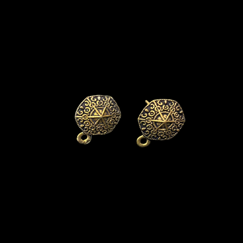 Antique Gold Hexagon Pattern Earrings