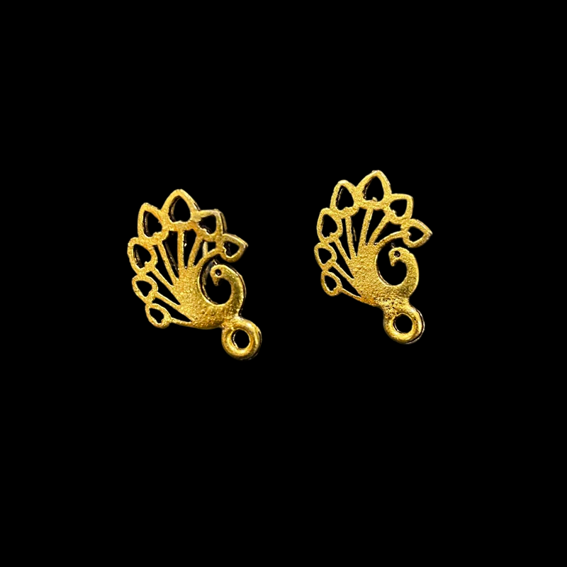 Antique Gold Peacock Style 1 Pattern Earrings