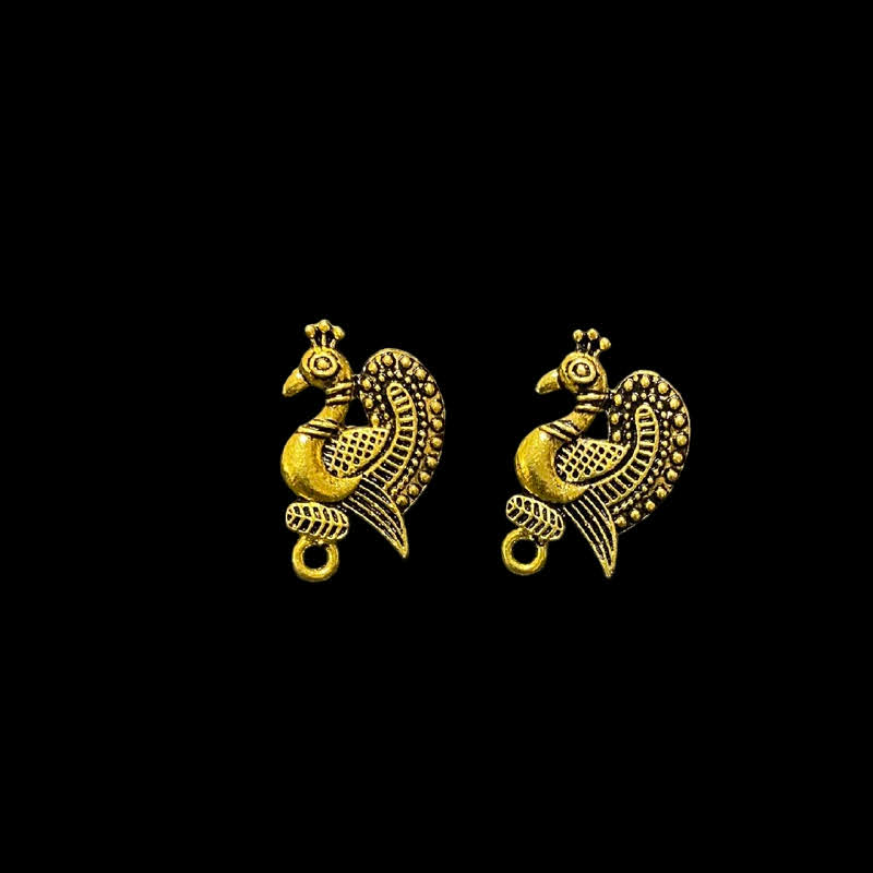 Antique Gold Peacock Style 2 Pattern Earrings