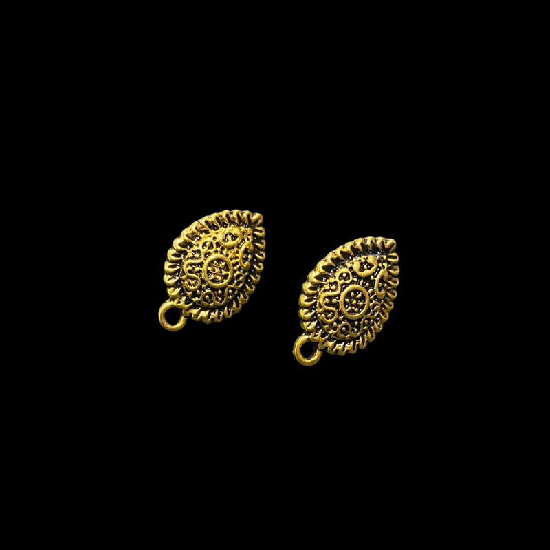 Antique Gold Tear Drop Style 1 Pattern Earrings