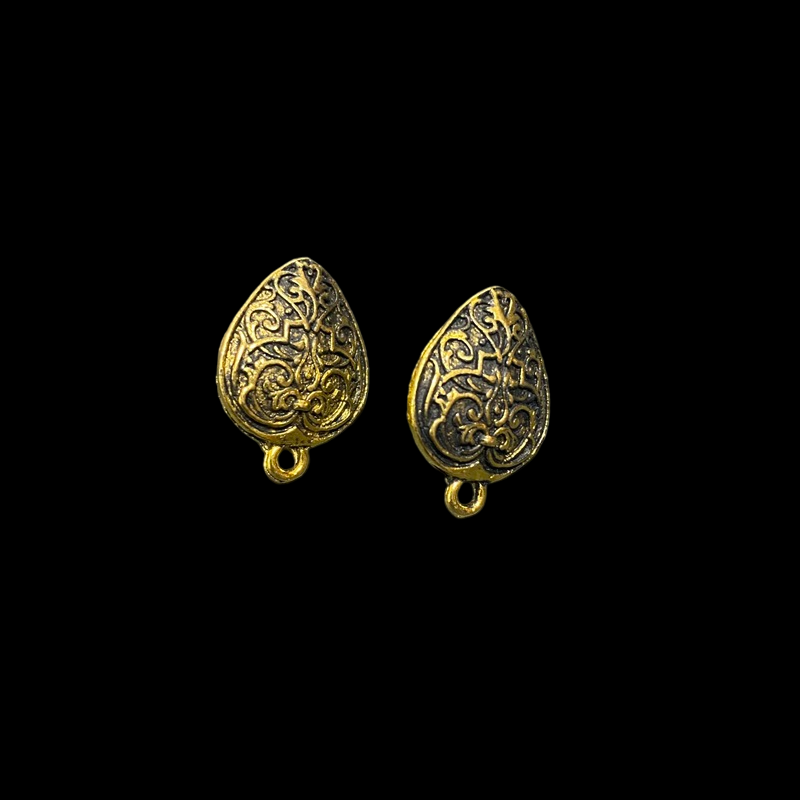 Antique Gold Tear Drop Style 2 Pattern Earrings