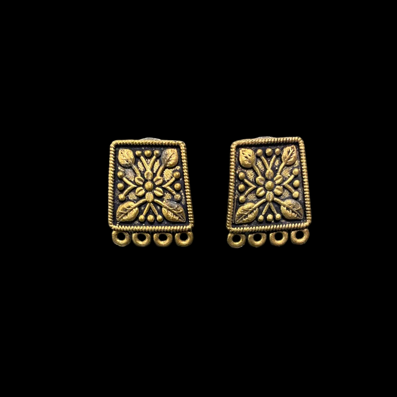 Antique Gold Trapezium Style 1 Pattern Earrings