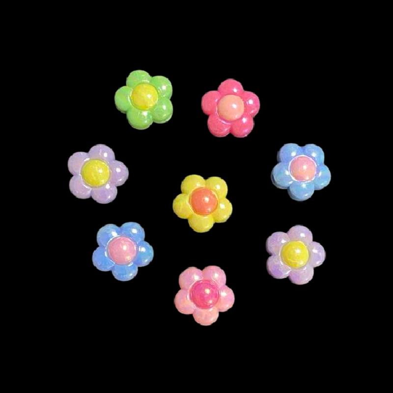 Glossy Five Petal Flower Acrylic Beads