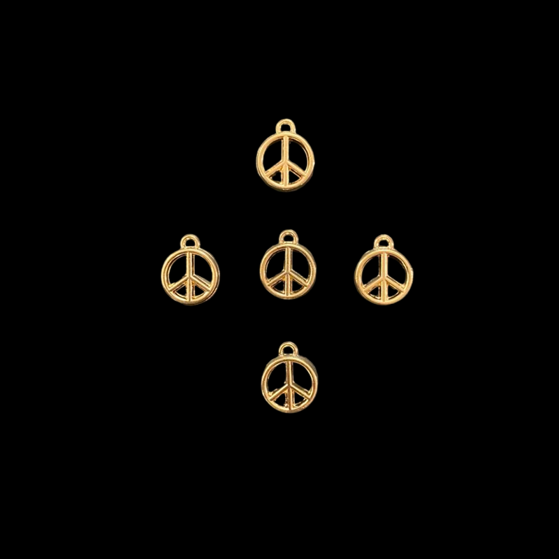 Gold Peace Symbol Charm