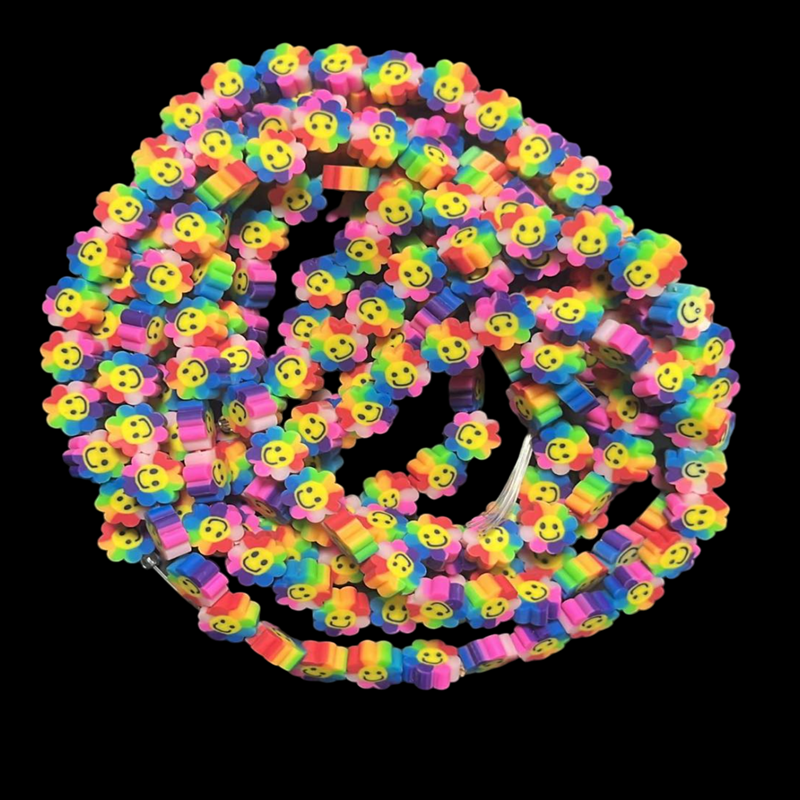 Polymer Clay Smiley Flower Rainbow Beads