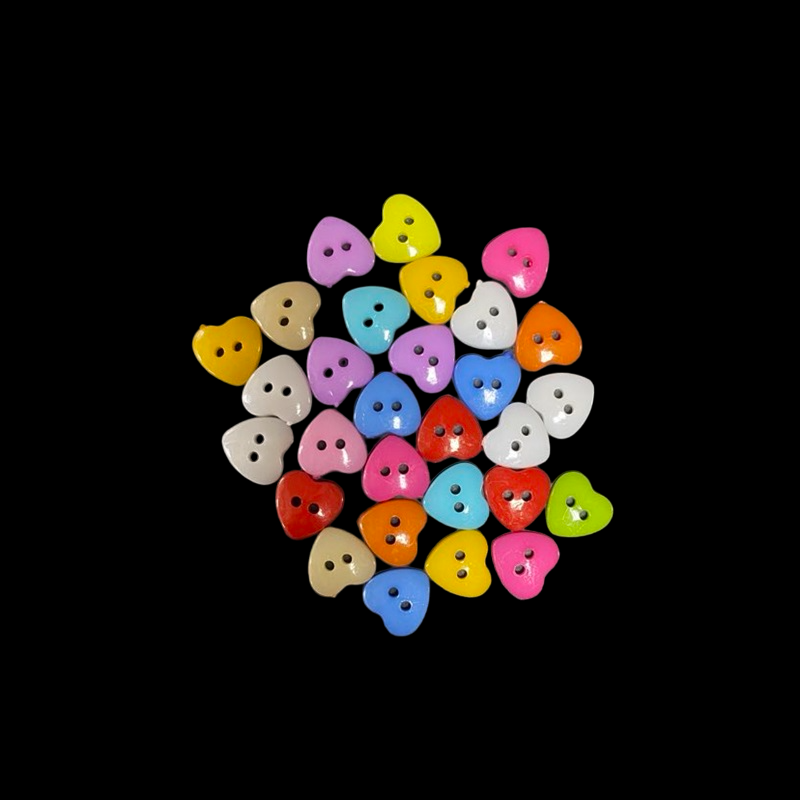 Heart Shaped Mixed Colour Craft Buttons