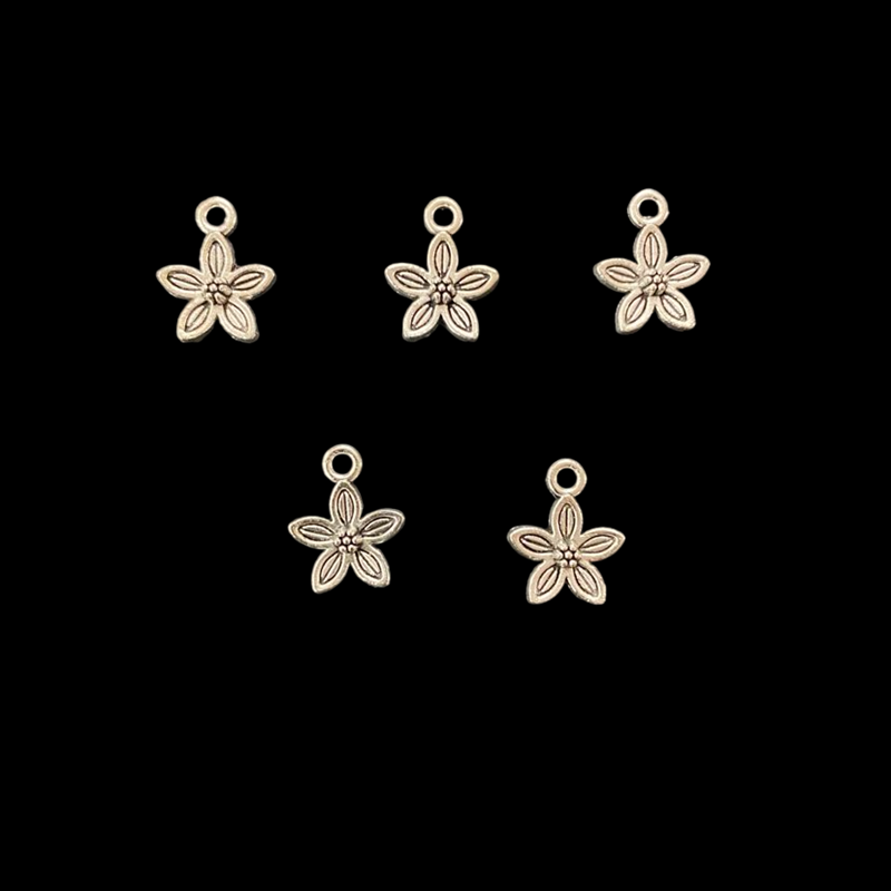 Silver Five Petal Flower Charm