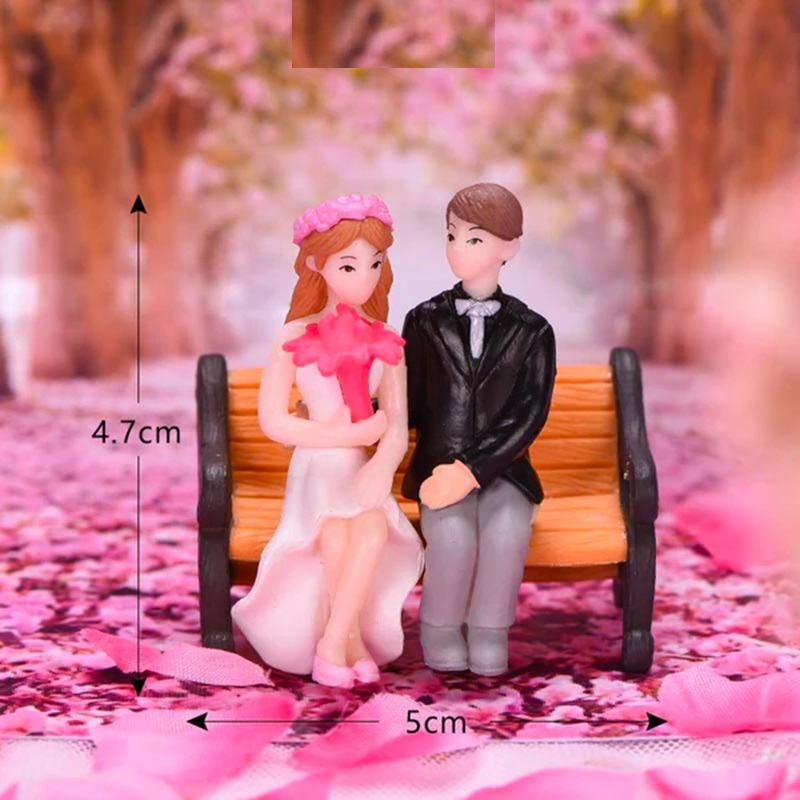 Miniature Lovely Couple With Bench