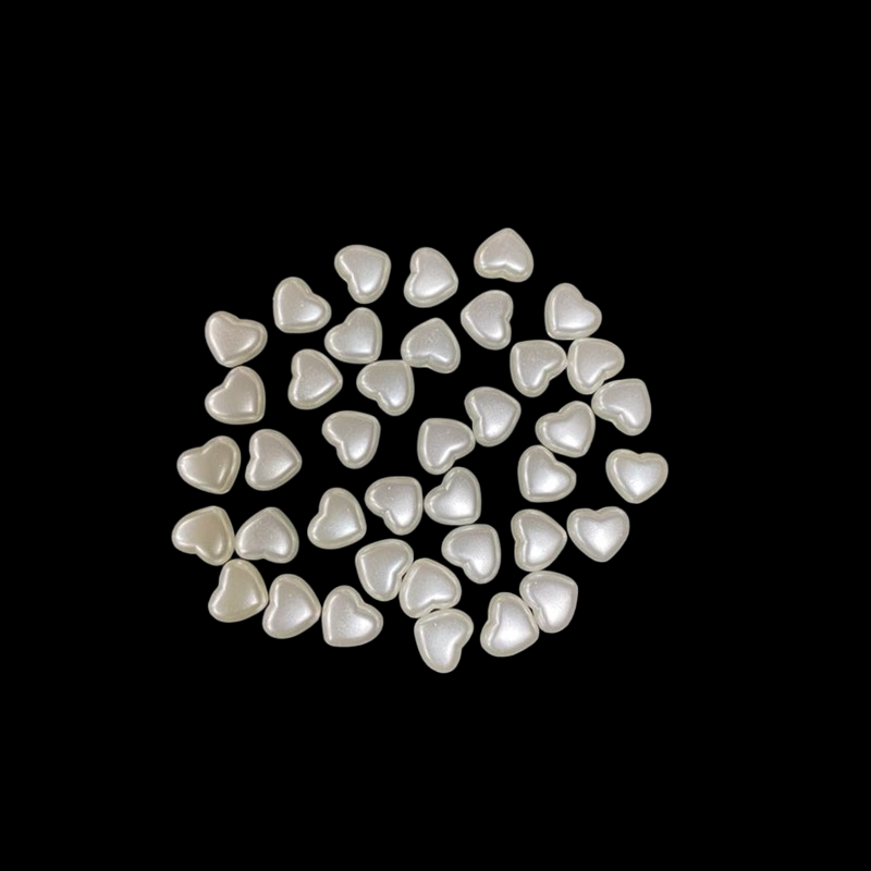 Pearl Flat Heart Shape Beads - 8 x 10 mm