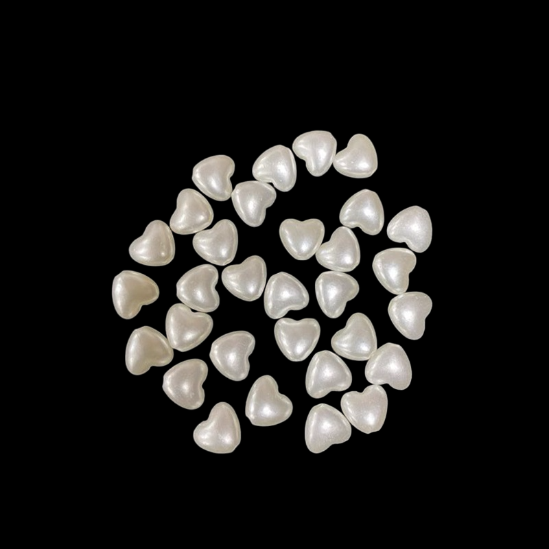 Pearl Flat Heart Shape Beads - 10 x 10 mm