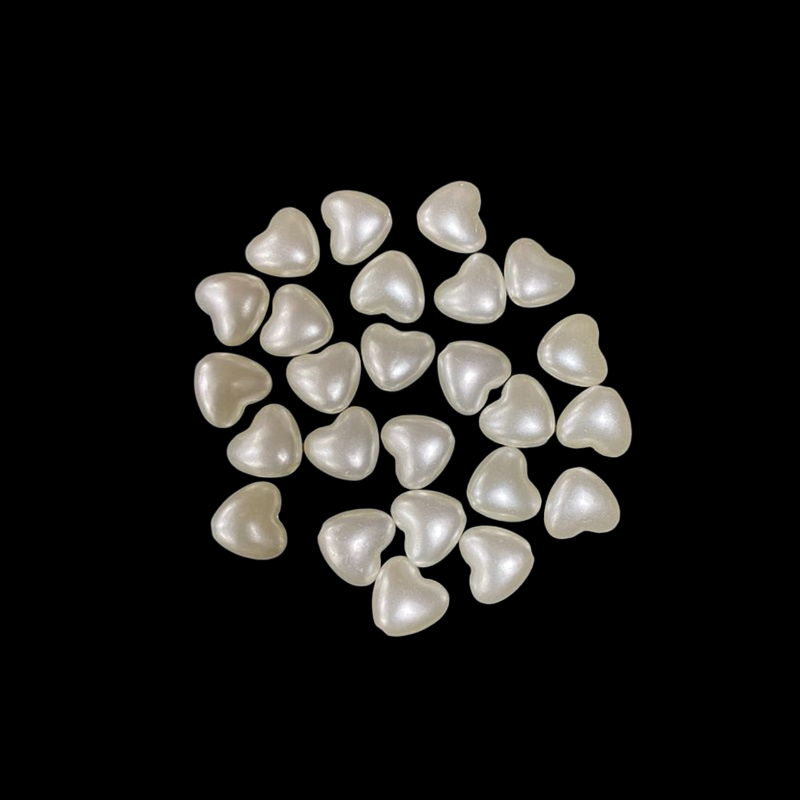 Pearl Flat Heart Shape Beads - 10 x 12 mm