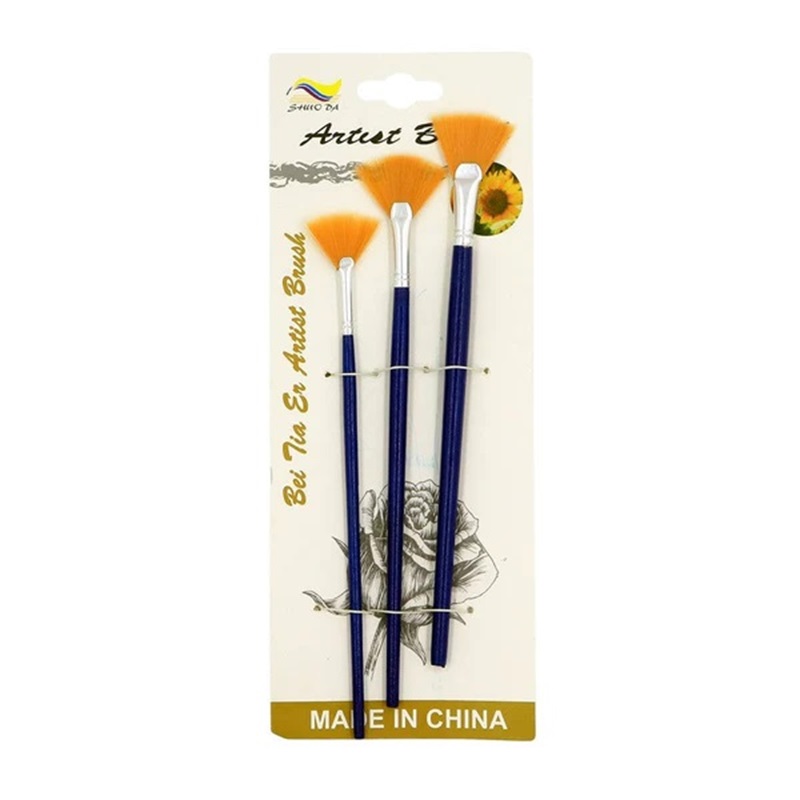 Set Of Three Pieces Fan Painting Brush