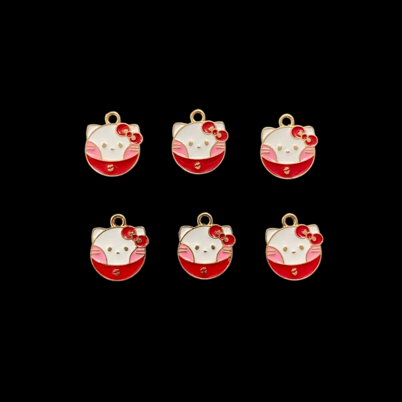 Cute Cartoon Animal Enamel Charm - Red With White