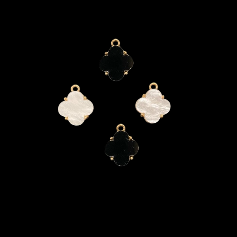 Clover Enamel Charm - Back With White