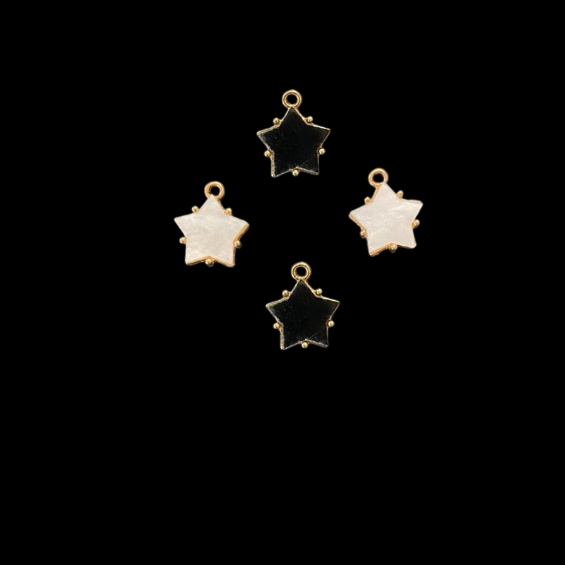 Star Enamel Charm - Back With White