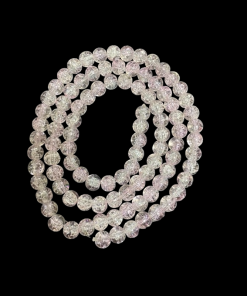 Crackle Glass Round Beads - Aqua Pink With White