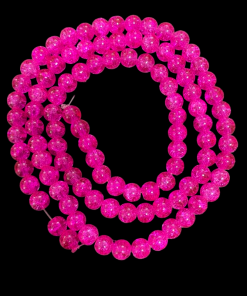 Crackle Glass Round Beads - Rani Pink