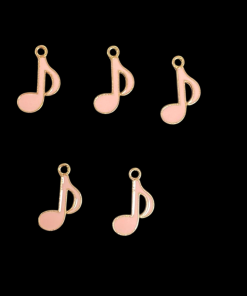 Music Note Enamel Charm - Baby Pink