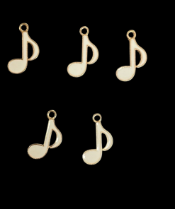 Music Note Enamel Charm - White
