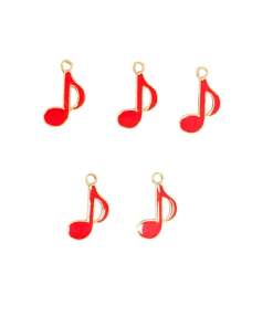 Alternative view of Music Note Enamel Charm - Red