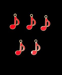 Music Note Enamel Charm - Red