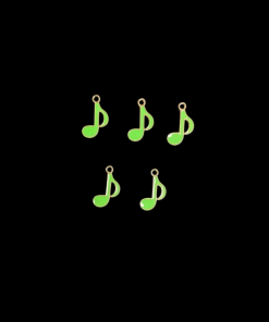 Music Note Enamel Charm - Green