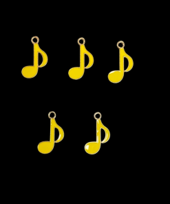 Music Note Enamel Charm - Yellow