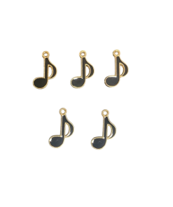 Alternative view of Music Note Enamel Charm - Black