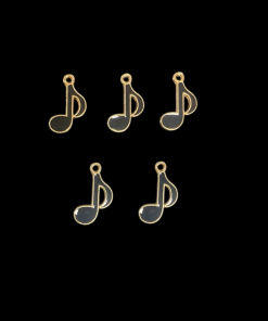 Music Note Enamel Charm - Black