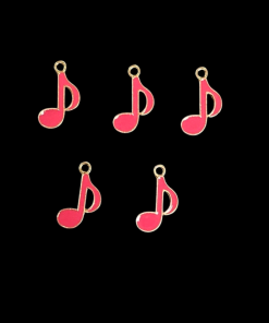 Music Note Enamel Charm - Pink