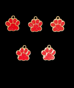 Dog Paw Enamel Charm - Red