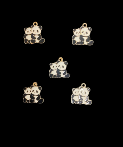 Mom And Baby Panda Enamel Charm